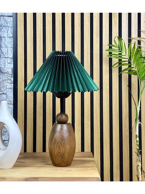 Decodelight Ahşap Ceviz Renk Elips Ayaklı Hazeran Pileli Hasır Şapkalı Abajur Masa Lambası Modelleri