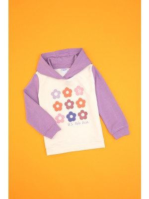 U.S. Polo Assn. Kız Çocuk Lila Kapüşonlu Sweatshirt 50318011-VR034
