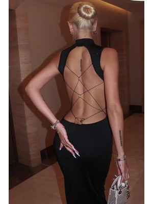 BMD Alexa Sırt Dekolteli Elbise - Siyah