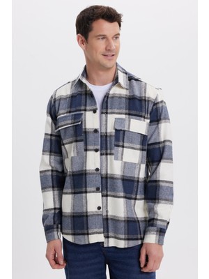Tudors Erkek Regular Fit Klasik Kesim Çift Cep Kapaklı Kareli Oduncu Gömlek