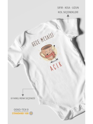 Gece Mesaisi Açık Baskılı Bebek Zıbını – Çıtçıtlı Body | %100 Pamuk Kısa Kol