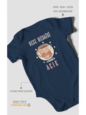 Gece Mesaisi Açık Baskılı Bebek Zıbını – Çıtçıtlı Body | %100 Pamuk Kısa Kol