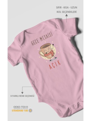Morivo Kids Gece Mesaisi Açık Baskılı Bebek Zıbını – Çıtçıtlı Body | %100 Pamuk Kısa Kol