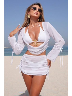 BMD Maria Dörtlü Bikini Elbise Set - Beyaz