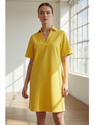 Allyco V Yaka Kısa Kollu Gömlek Elbise