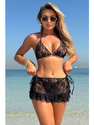 BMD Emily Dantelli Üçlü Bikini Set - Siyah