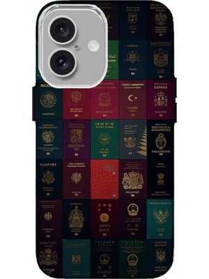 Turkuaz Dijital Pazarlama IPHONE 16 Uyumlu Özel Pasaportlar Tasarımlı Lüks Silikon Kılıf