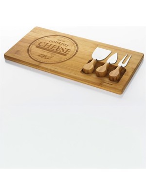 Modern 4 Parça Peynir Sunum Tabağı Seti, Bpa Free Bambu Bej