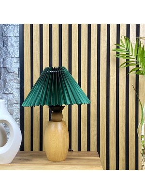 Decodelight Ahşap Naturel Elips Ayaklı Hazeran Pileli Hasır Konik Kumaş Şapkalı Abajur Masa Lambası Modelleri