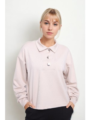 Vitrin Büyük Düğmeli Uzun Kol Bluz