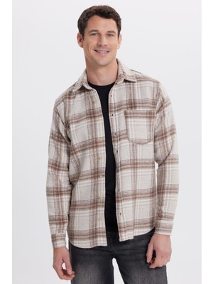 Tudors Erkek Regular Fit Klasik Kesim Büyük Kareli Tep Cepli Oduncu Gömlek