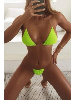 BMD Şeffaf Bant Detaylı Brazilian Bikini - Yeşil