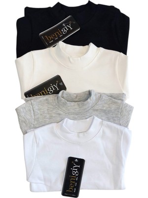 Miviko Kız ve Erkek 4lü Unisex Badisi Mevsimlık ve Kışlık Geylir Yarım Bogazlı Full Esnek Kaliteli Pamuk Kumaş