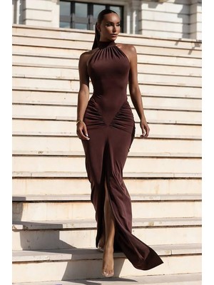 BMD Irina Omzu Açık Elbise - Kahverengi