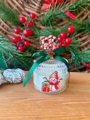 Cacagift Design Yılbaşı Temalı Kokulu Mum  Hediye Mum ,yeni Yıl Çam Süslemeli Dekoratif Mum