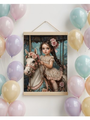 idealizbiz Süslü At Üzerindeki Kız Soyut Kanvas Poster