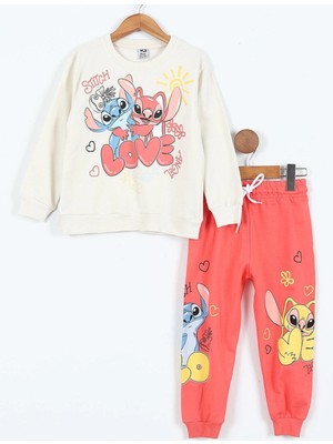 Rapapa Kız Çocuk Iki Iplik Baskılı Angel & Stitch Pijama Takımı – Uzun Kollu – Rahat Kesim 0512