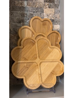 Bambu Çok Amaçlı Sunum Tabak Çiçek Desenli, 2'li Set