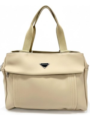 Sanmorris Kadın Koyu Bej Suni Deri 5 Bölmeli Ayarlanabilir Çapraz Askılı El ve Omuz Çantası