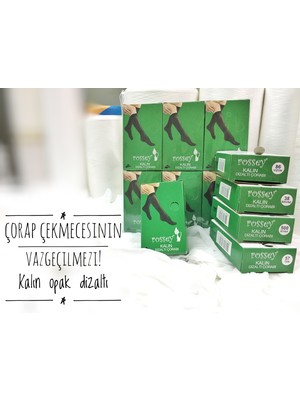 Rossey KALIN(70D) Opak Dizaltı Çorap-Siyah 500-(12 Çift)