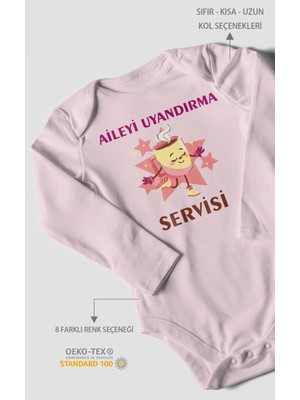 Morivo Kids Aileyi Uyandırma Servisi Baskılı Bebek Zıbını – Çıtçıtlı Body | %100 Pamuk Uzun Kol