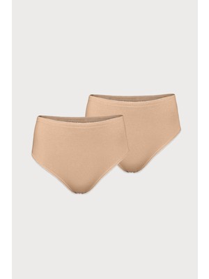 Malabadi Kadın 2'li Paket Ten Rengi Yüksek Bel Modal Pamuklu Külot Slip –  Esnek ve Nefes Alabilir 2M1921