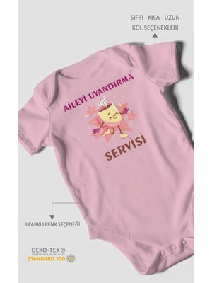 Morivo Kids Aileyi Uyandırma Servisi Baskılı Bebek Zıbını – Çıtçıtlı Body | %100 Pamuk Kısa Kol