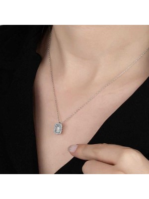 Aya Diamond Swarovski Taşlı Gümüş Baget Bayan Kolye