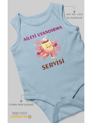 Aileyi Uyandırma Servisi Baskılı Bebek Zıbını – Çıtçıtlı Body | %100 Pamuk Sıfır Kol