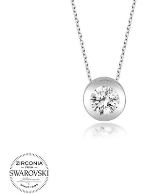 Aya Diamond Swarovski Gümüş Tektaş Bayan Kolye