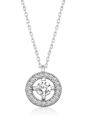 Aya Diamond Gümüş Minimal Yuvarlak Tektaş Kadın Kolye