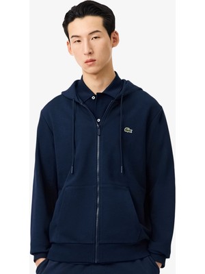 Lacoste Men's Full Zip Hoodie Sweatshirt Erkek Kapüşonlu Tam Fermuar Sweatshirt Lacivert