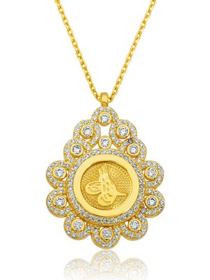 Aya Diamond Gümüş Damla Çerçeveli Tuğra Bayan Kolye