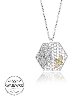 Aya Diamond Swarovski Taşlı Gümüş Arı Bayan Kolye