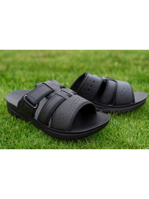 BYZEK Erkek Suni Deri Tank Siyah Flok Terlik