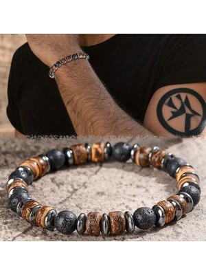 Alnis Atelier Cocunut Aparatlı Lav Taşı Doğal Taş Bileklik