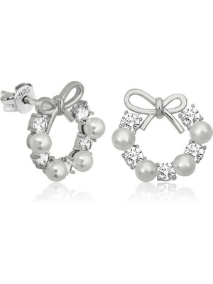 Aya Diamond Gümüş Inci Kurdele Çivili Kadın Küpe