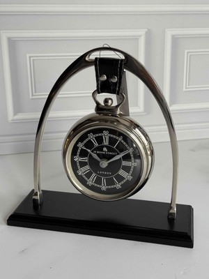 Rossev Dekoratif Deri Askılı Silver Masa Saati