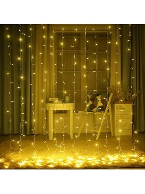 Gaman 220V Fişli Perde LED Işıklar 8 Animasyonlu Eklenebilir Dekoratif 300X290 cm Gün Işığı Perde LED