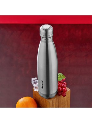 Judge 500ML Krom Şi̇şe Termos Paslanmaz Çeli̇k - Kaydirmaz Tpr Taban (5422)