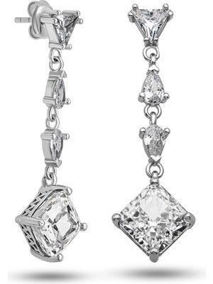 Aya Diamond Gümüş Ice Cut Zirkon Taşlı Işıltılı Kadın Küpe