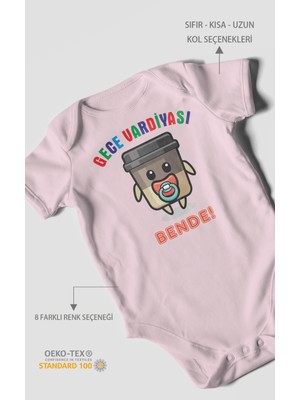 Morivo Kids Gece Vardiyası Bende Baskılı Bebek Zıbını – Çıtçıtlı Body | %100 Pamuk Kısa Kol