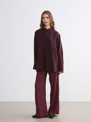 LC Waikiki Modest Mürdüm Oversize Kadın Gömlek Tunik