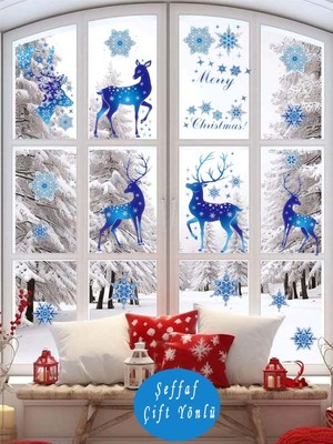 Aiki, Şeffaf Çift Yönlü, Mavi Geyikler, Yılbaşı Süsü, 30 x 100 cm