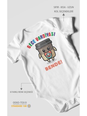 Morivo Kids Gece Vardiyası Bende Baskılı Bebek Zıbını – Çıtçıtlı Body | %100 Pamuk Kısa Kol