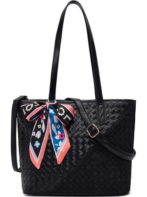 Derimod Kadın Siyah Uzun Askılı Aksesuarlı Örgü Omuz Çantası 25WBD266229