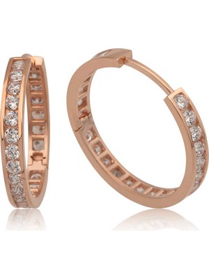 Aya Diamond Gümüş Zirkon Taşlı Halka Kadın Küpe