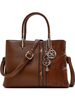 Derimod Kadın Kahverengi Baskılı Uzun Askılı Kol Çantası 25WBD266714