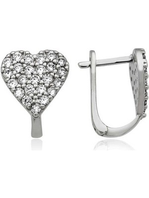 Aya Diamond Gümüş Kalp Küpe