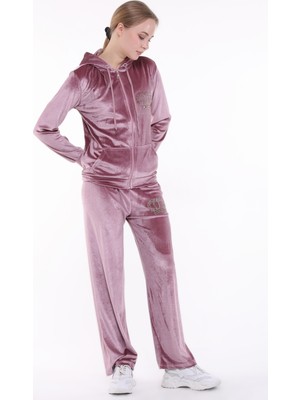 İkmal Ikmal Taçlı Taş Yumuşak Doku Kadife Bol Paça